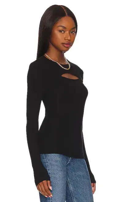 Enza Costa Silk Knit Cutout Crew | Thumbnail 2 Enza Costa Silk Knit Cutout Crew | Thumbnail 2