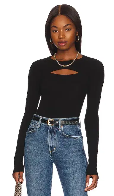 Enza Costa Silk Knit Cutout Crew | Thumbnail 1 Enza Costa Silk Knit Cutout Crew | Thumbnail 1
