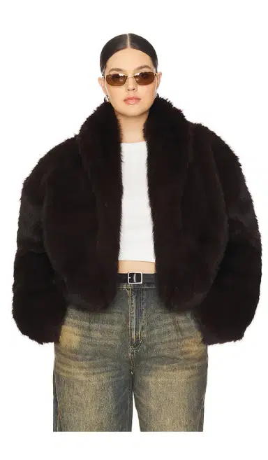 AFRM Stephanie Barrel Crop Faux Fur Jacket | Thumbnail 2 AFRM Stephanie Barrel Crop Faux Fur Jacket | Thumbnail 2
