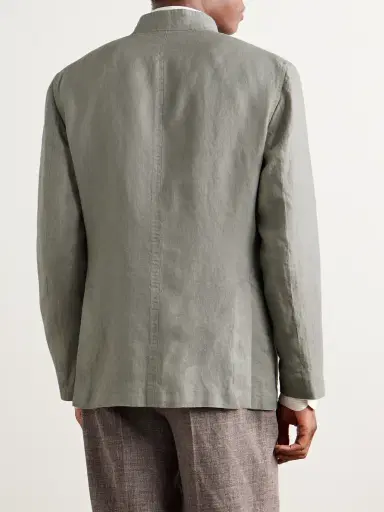Boglioli Slim-Fit Nehru-Collar Herringbone Linen Jacket - Men | Thumbnail 4 Boglioli Slim-Fit Nehru-Collar Herringbone Linen Jacket - Men | Thumbnail 4