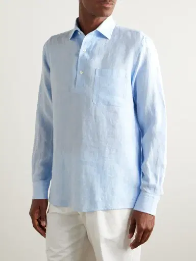 Zegna Oasi Linen Half-Placket Shirt - Men | Thumbnail 3 Zegna Oasi Linen Half-Placket Shirt - Men | Thumbnail 3
