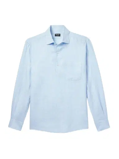 Zegna Oasi Linen Half-Placket Shirt - Men | Thumbnail 1 Zegna Oasi Linen Half-Placket Shirt - Men | Thumbnail 1