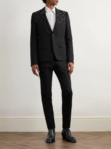 McQueen Slim-Fit Crystal-Embellished Wool Blazer - Men | Thumbnail 2 McQueen Slim-Fit Crystal-Embellished Wool Blazer - Men | Thumbnail 2