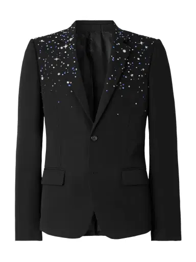McQueen Slim-Fit Crystal-Embellished Wool Blazer - Men | Thumbnail 1 McQueen Slim-Fit Crystal-Embellished Wool Blazer - Men | Thumbnail 1