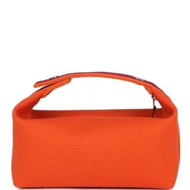 HERMÈS Hermes Bride A Brac Carre Case PM Feu Canvas Palladium Hardware | Thumbnail 4 HERMÈS Hermes Bride A Brac Carre Case PM Feu Canvas Palladium Hardware | Thumbnail 4