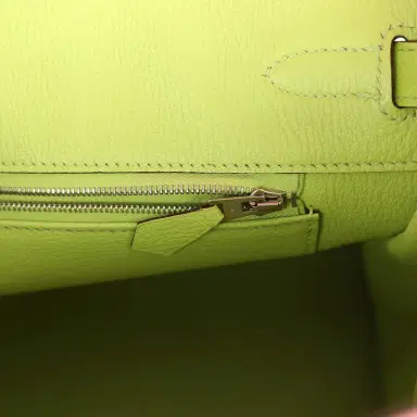HERMÈS Pre-owned Hermes Special Order (HSS) Birkin 35 Rose Tyrien and Kiwi Epsom Palladium Hardware | Thumbnail 9 HERMÈS Pre-owned Hermes Special Order (HSS) Birkin 35 Rose Tyrien and Kiwi Epsom Palladium Hardware | Thumbnail 9