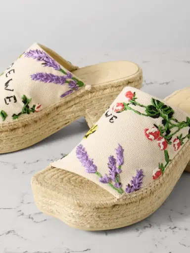 Loewe + Paula's Ibiza Petal Embroidered Canvas Platform Espadrille Mules | Thumbnail 4 Loewe + Paula's Ibiza Petal Embroidered Canvas Platform Espadrille Mules | Thumbnail 4