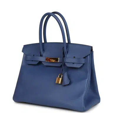 HERMÈS Pre-owned Hermes Birkin 30 Bleu Brighton Epsom Gold Hardware | Thumbnail 3 HERMÈS Pre-owned Hermes Birkin 30 Bleu Brighton Epsom Gold Hardware | Thumbnail 3