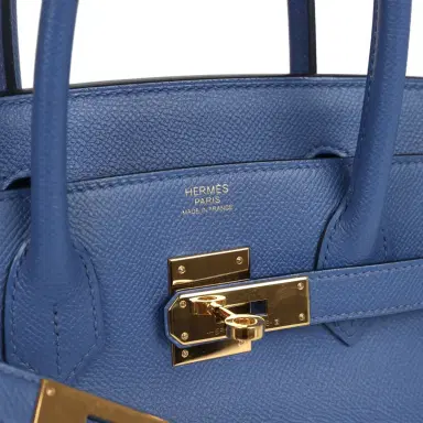 HERMÈS Pre-owned Hermes Birkin 30 Bleu Brighton Epsom Gold Hardware | Thumbnail 7 HERMÈS Pre-owned Hermes Birkin 30 Bleu Brighton Epsom Gold Hardware | Thumbnail 7