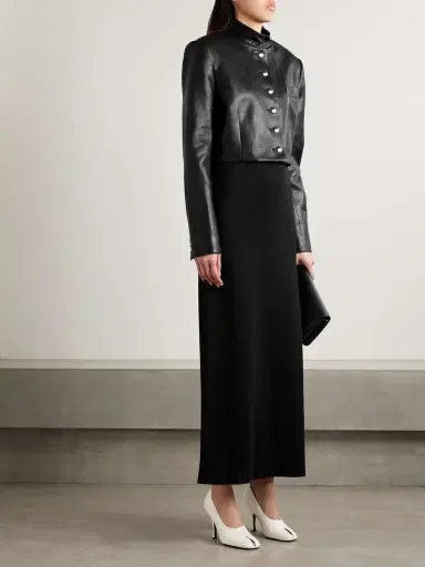Khaite Samuelson Cropped Leather Jacket | Thumbnail 2 Khaite Samuelson Cropped Leather Jacket | Thumbnail 2
