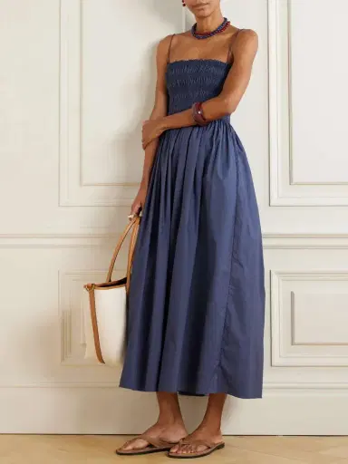 Matteau Shirred Organic Cotton Midi Dress | Thumbnail 2 Matteau Shirred Organic Cotton Midi Dress | Thumbnail 2