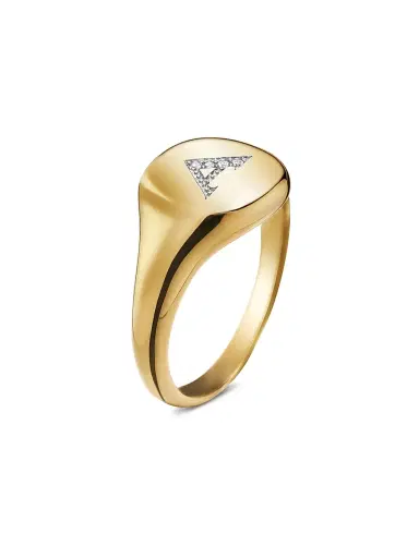 David Yurman Women's DY Initial Pinky Ring in 18K Yellow Gold - A Letter | Thumbnail 2 David Yurman Women's DY Initial Pinky Ring in 18K Yellow Gold - A Letter | Thumbnail 2