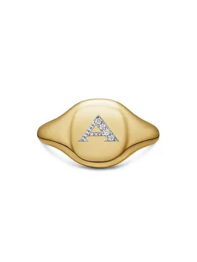 David Yurman Women's DY Initial Pinky Ring in 18K Yellow Gold - A Letter | Thumbnail 3 David Yurman Women's DY Initial Pinky Ring in 18K Yellow Gold - A Letter | Thumbnail 3