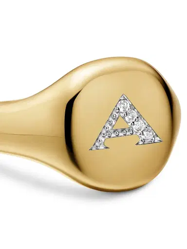 David Yurman Women's DY Initial Pinky Ring in 18K Yellow Gold - A Letter | Thumbnail 5 David Yurman Women's DY Initial Pinky Ring in 18K Yellow Gold - A Letter | Thumbnail 5