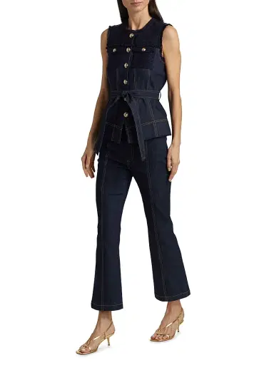 Cinq à Sept Women's Reenee Braided Tweed Vest - Navy Indigo | Thumbnail 2 Cinq à Sept Women's Reenee Braided Tweed Vest - Navy Indigo | Thumbnail 2