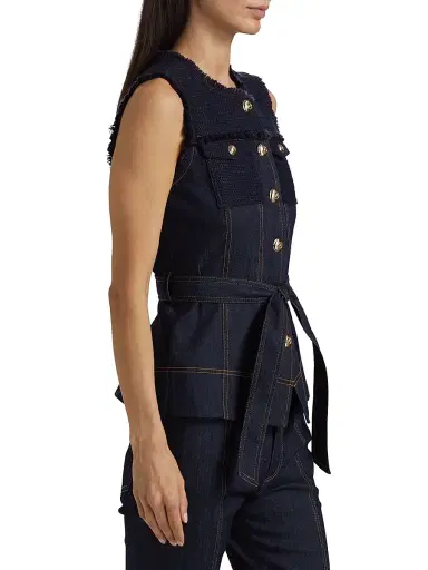 Cinq à Sept Women's Reenee Braided Tweed Vest - Navy Indigo | Thumbnail 4 Cinq à Sept Women's Reenee Braided Tweed Vest - Navy Indigo | Thumbnail 4