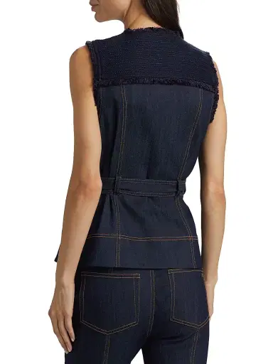 Cinq à Sept Women's Reenee Braided Tweed Vest - Navy Indigo | Thumbnail 5 Cinq à Sept Women's Reenee Braided Tweed Vest - Navy Indigo | Thumbnail 5