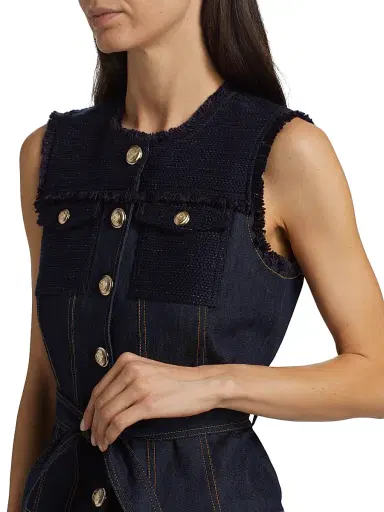 Cinq à Sept Women's Reenee Braided Tweed Vest - Navy Indigo | Thumbnail 6 Cinq à Sept Women's Reenee Braided Tweed Vest - Navy Indigo | Thumbnail 6