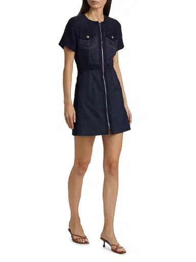 Cinq à Sept Women's Layla Braided Tweed Minidress - Navy Indigo | Thumbnail 2 Cinq à Sept Women's Layla Braided Tweed Minidress - Navy Indigo | Thumbnail 2