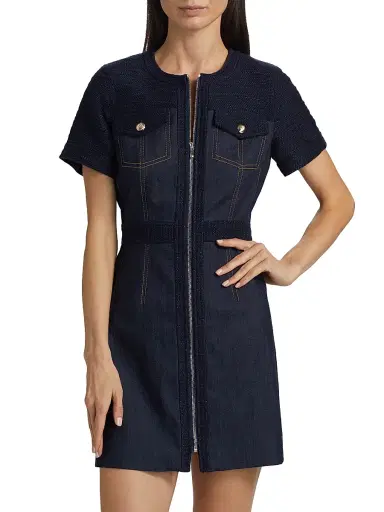 Cinq à Sept Women's Layla Braided Tweed Minidress - Navy Indigo | Thumbnail 3 Cinq à Sept Women's Layla Braided Tweed Minidress - Navy Indigo | Thumbnail 3