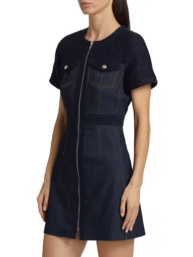 Cinq à Sept Women's Layla Braided Tweed Minidress - Navy Indigo | Thumbnail 4 Cinq à Sept Women's Layla Braided Tweed Minidress - Navy Indigo | Thumbnail 4