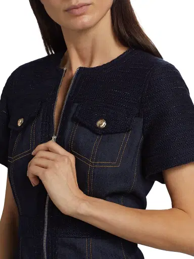 Cinq à Sept Women's Layla Braided Tweed Minidress - Navy Indigo | Thumbnail 6 Cinq à Sept Women's Layla Braided Tweed Minidress - Navy Indigo | Thumbnail 6