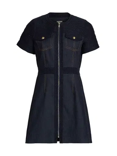 Cinq à Sept Women's Layla Braided Tweed Minidress - Navy Indigo | Thumbnail 1 Cinq à Sept Women's Layla Braided Tweed Minidress - Navy Indigo | Thumbnail 1