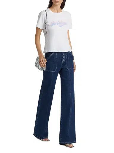 Cinq à Sept Women's Je T'aime Logo Shrunken T-Shirt - White Multi | Thumbnail 2 Cinq à Sept Women's Je T'aime Logo Shrunken T-Shirt - White Multi | Thumbnail 2
