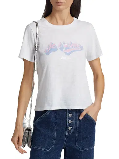 Cinq à Sept Women's Je T'aime Logo Shrunken T-Shirt - White Multi | Thumbnail 3 Cinq à Sept Women's Je T'aime Logo Shrunken T-Shirt - White Multi | Thumbnail 3