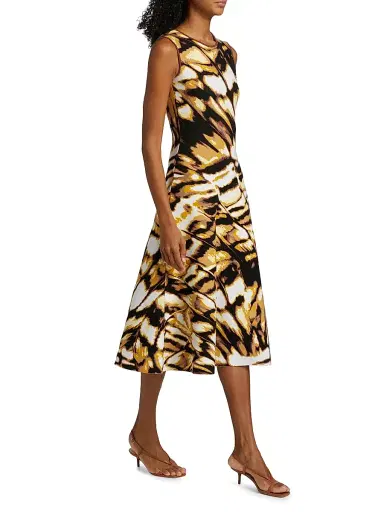 Oscar de la Renta Women's Butterfly Jacquard-Knit Crewneck Midi-Dress - Black Multi | Thumbnail 2 Oscar de la Renta Women's Butterfly Jacquard-Knit Crewneck Midi-Dress - Black Multi | Thumbnail 2