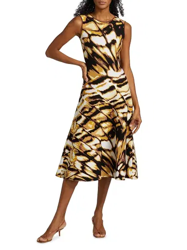 Oscar de la Renta Women's Butterfly Jacquard-Knit Crewneck Midi-Dress - Black Multi | Thumbnail 3 Oscar de la Renta Women's Butterfly Jacquard-Knit Crewneck Midi-Dress - Black Multi | Thumbnail 3