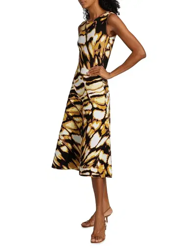 Oscar de la Renta Women's Butterfly Jacquard-Knit Crewneck Midi-Dress - Black Multi | Thumbnail 4 Oscar de la Renta Women's Butterfly Jacquard-Knit Crewneck Midi-Dress - Black Multi | Thumbnail 4