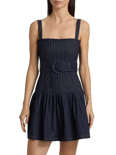 Cinq à Sept Women's Bibi Denim Belted Minidress - Indigo | Thumbnail 3 Cinq à Sept Women's Bibi Denim Belted Minidress - Indigo | Thumbnail 3
