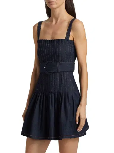 Cinq à Sept Women's Bibi Denim Belted Minidress - Indigo | Thumbnail 4 Cinq à Sept Women's Bibi Denim Belted Minidress - Indigo | Thumbnail 4
