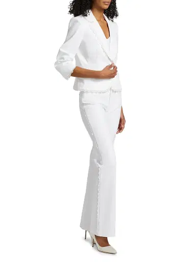 Cinq à Sept Women's Shailene Lace High-Rise Straight-Leg Jeans - White | Thumbnail 2 Cinq à Sept Women's Shailene Lace High-Rise Straight-Leg Jeans - White | Thumbnail 2