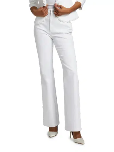 Cinq à Sept Women's Shailene Lace High-Rise Straight-Leg Jeans - White | Thumbnail 3 Cinq à Sept Women's Shailene Lace High-Rise Straight-Leg Jeans - White | Thumbnail 3