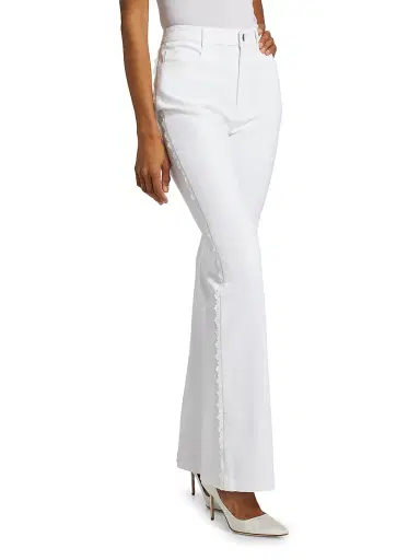 Cinq à Sept Women's Shailene Lace High-Rise Straight-Leg Jeans - White | Thumbnail 4 Cinq à Sept Women's Shailene Lace High-Rise Straight-Leg Jeans - White | Thumbnail 4