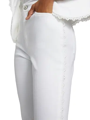 Cinq à Sept Women's Shailene Lace High-Rise Straight-Leg Jeans - White | Thumbnail 6 Cinq à Sept Women's Shailene Lace High-Rise Straight-Leg Jeans - White | Thumbnail 6