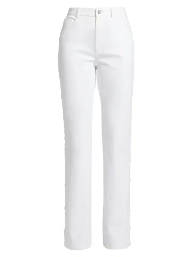 Cinq à Sept Women's Shailene Lace High-Rise Straight-Leg Jeans - White | Thumbnail 1 Cinq à Sept Women's Shailene Lace High-Rise Straight-Leg Jeans - White | Thumbnail 1