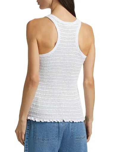 Cinq à Sept Women's Fawn Smocked Top - White Navy | Thumbnail 5 Cinq à Sept Women's Fawn Smocked Top - White Navy | Thumbnail 5