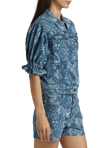 Cinq à Sept Women's Sketchbook Floral Sylvain Jacket - Indigo White | Thumbnail 4 Cinq à Sept Women's Sketchbook Floral Sylvain Jacket - Indigo White | Thumbnail 4