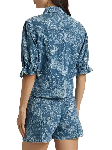 Cinq à Sept Women's Sketchbook Floral Sylvain Jacket - Indigo White | Thumbnail 5 Cinq à Sept Women's Sketchbook Floral Sylvain Jacket - Indigo White | Thumbnail 5