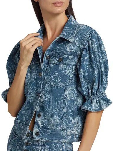 Cinq à Sept Women's Sketchbook Floral Sylvain Jacket - Indigo White | Thumbnail 6 Cinq à Sept Women's Sketchbook Floral Sylvain Jacket - Indigo White | Thumbnail 6