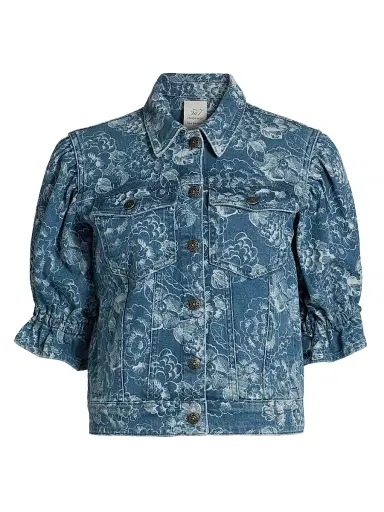 Cinq à Sept Women's Sketchbook Floral Sylvain Jacket - Indigo White | Thumbnail 1 Cinq à Sept Women's Sketchbook Floral Sylvain Jacket - Indigo White | Thumbnail 1