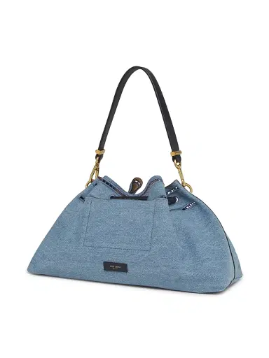 Jimmy Choo Women's Bon Bon Eyelet Embroidered Denim Shoulder Bag - Blue Haze Gold | Thumbnail 4 Jimmy Choo Women's Bon Bon Eyelet Embroidered Denim Shoulder Bag - Blue Haze Gold | Thumbnail 4