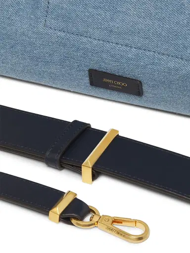 Jimmy Choo Women's Bon Bon Eyelet Embroidered Denim Shoulder Bag - Blue Haze Gold | Thumbnail 6 Jimmy Choo Women's Bon Bon Eyelet Embroidered Denim Shoulder Bag - Blue Haze Gold | Thumbnail 6