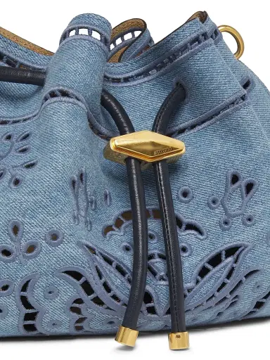 Jimmy Choo Women's Bon Bon Eyelet Embroidered Denim Shoulder Bag - Blue Haze Gold | Thumbnail 7 Jimmy Choo Women's Bon Bon Eyelet Embroidered Denim Shoulder Bag - Blue Haze Gold | Thumbnail 7
