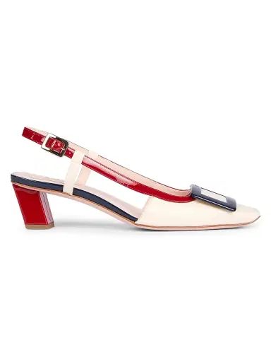 Roger Vivier Women's Belle 45MM Colorblocked Patent Leather Pumps - Natural | Thumbnail 1 Roger Vivier Women's Belle 45MM Colorblocked Patent Leather Pumps - Natural | Thumbnail 1
