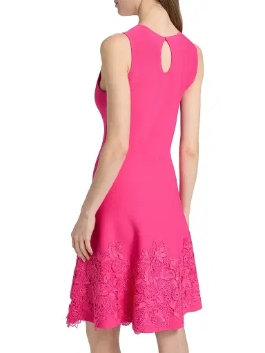 Teri Jon by Rickie Freeman Women's Lace Trim Fit-&-Flare Cocktail Dress - Hot Pink - Size XL | Thumbnail 5 Teri Jon by Rickie Freeman Women's Lace Trim Fit-&-Flare Cocktail Dress - Hot Pink - Size XL | Thumbnail 5