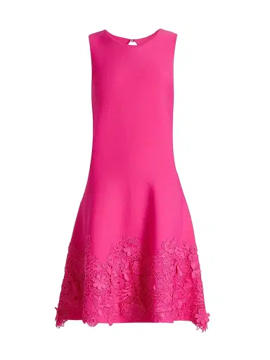 Teri Jon by Rickie Freeman Women's Lace Trim Fit-&-Flare Cocktail Dress - Hot Pink - Size XL | Thumbnail 1 Teri Jon by Rickie Freeman Women's Lace Trim Fit-&-Flare Cocktail Dress - Hot Pink - Size XL | Thumbnail 1